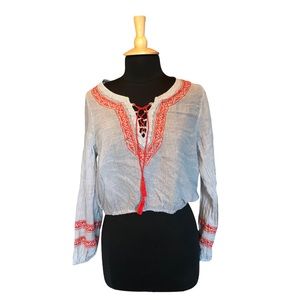 Aeropostale Women’s Long-sleeve Cotton Embroidered Top Size L/G